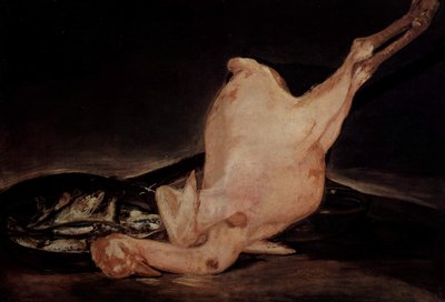 Still Life, Plucked Turkey and Pan with Fish by Francisco de Goya